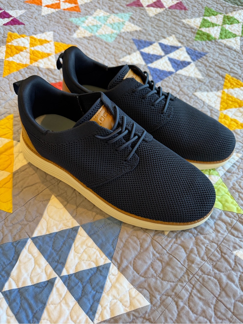 Men's Casual Derby Oxfords in Navy with Tan Accent